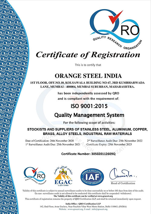Orange Steel Iso QRA EGAC 9001