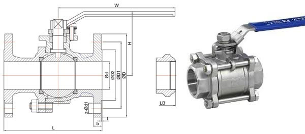 Stainless Steel Class 150 Ball Valves Dimension